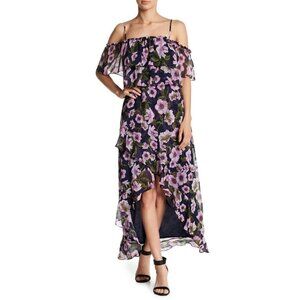 BB Dakota RSVP Womens Purple Floral Asymmetrical Yareen Dress size 2
